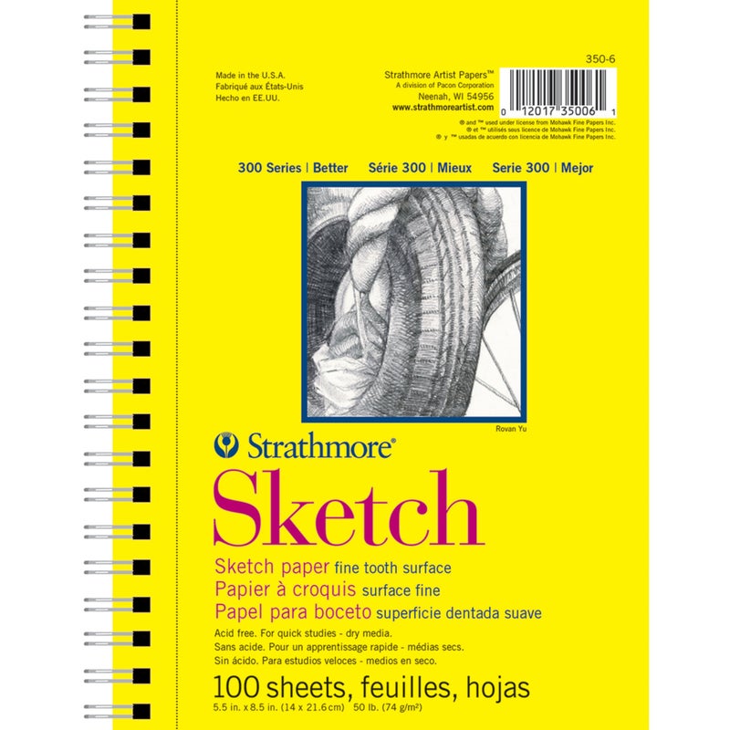 Strathmore 300 Series Sketch Pad, 5.5x8.5 inch, 100 Sheets, Side Wire - Artist Sketchbook for Drawing, Illustration, Art Class Students - Image 1